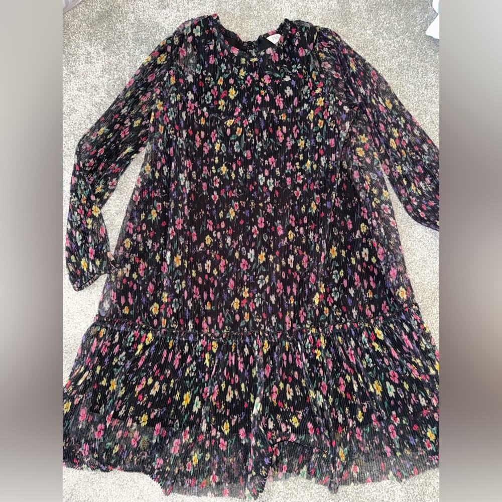 Zara - size 8 - black floral chiffon dress